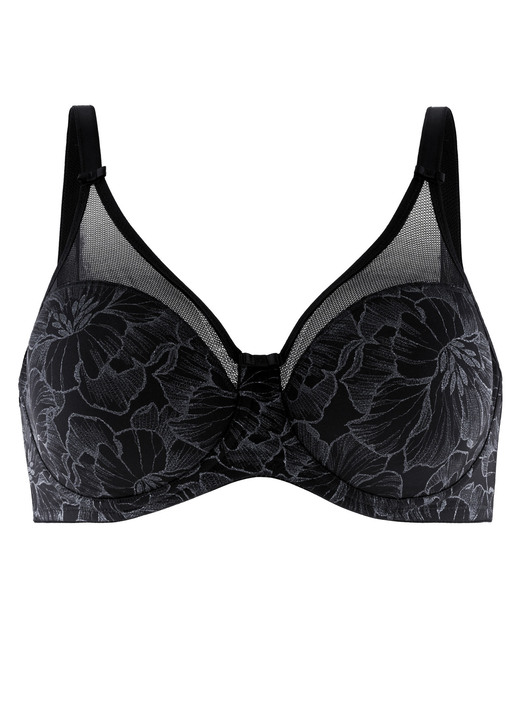 Bügel-BH - Bezaubernder Felina Bügel-BH mit Floraldessin, in Größe 075 bis 100, in Cup F, in Farbe SCHWARZ Ansicht 2