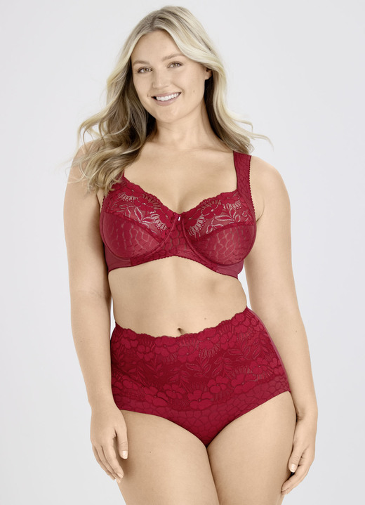Slips - Miss Mary Miederslip mit unterlegter Elastikspitze im Vorderteil Ansicht 2 Slips - Miss Mary Miederslip mit unterlegter Elastikspitze im Vorderteil, in Größe 038 bis 056, in Farbe ROT Ansicht 2