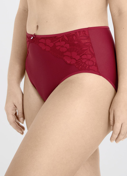 Slips - Miss Mary Miederslip mit unterlegter Elastikspitze im Vorderteil Ansicht 3 Slips - Miss Mary Miederslip mit unterlegter Elastikspitze im Vorderteil, in Größe 038 bis 056, in Farbe ROT Ansicht 3