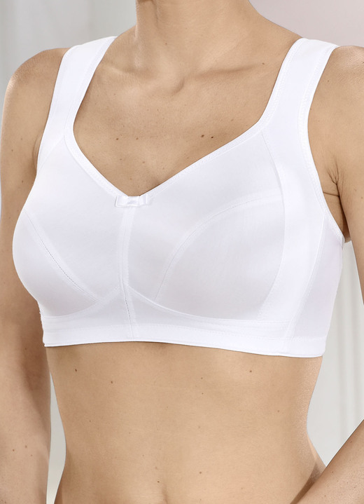 Soft-BH - Miss Mary BH mit atmungsaktivem Baumwolleinsatz, in Größe 080 bis 110, in Cup F, in Farbe WEISS Ansicht 3
