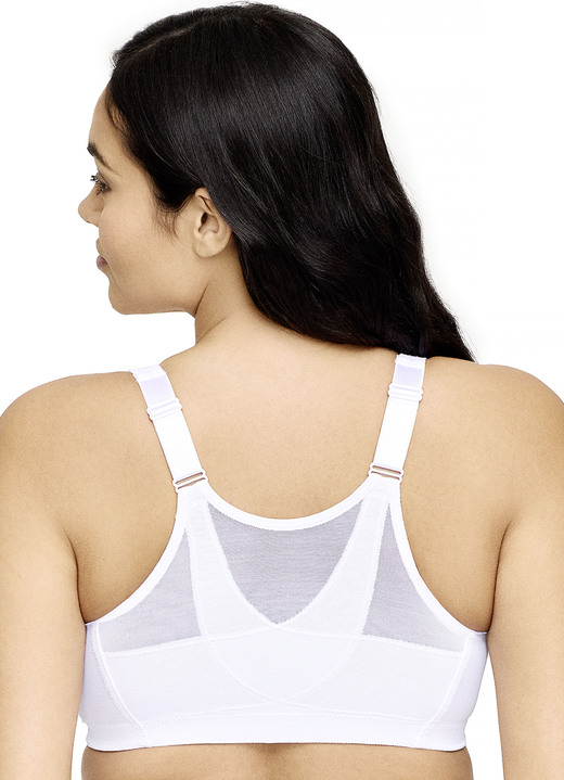 Soft-BH - Glamorise Stütz-BH mit praktischem Vorderverschluss, in Größe 080 bis 130, in Cup K, in Farbe WEISS Ansicht 3
