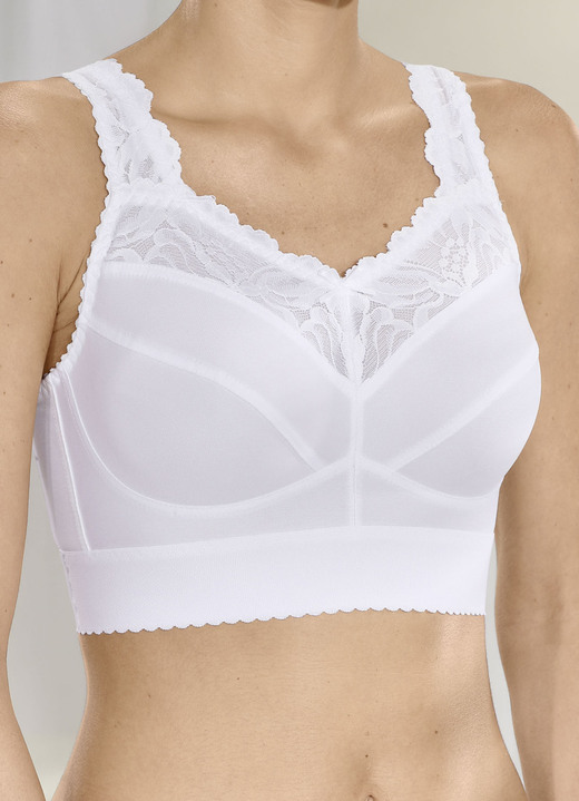 Soft-BH - BH mit Elastikspitze im Vorderteil, in Größe 080 bis 120, in Cup D, in Farbe WEISS Ansicht 1