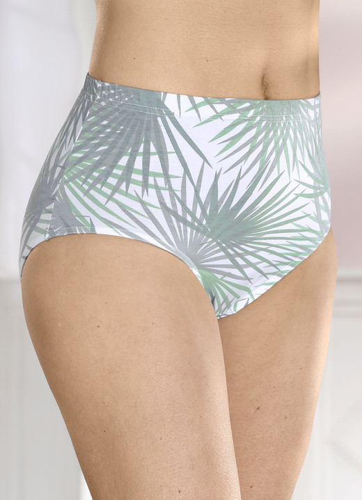 - Viererpack Slips mit Gummizug im Bund, in Größe 038 bis 056, in Farbe WEISS-JADE-GRAU Ansicht 2