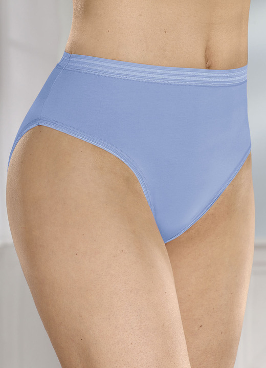 Slips - Fünferpack Slips mit glänzenden Abschlüssen, in Größe 036 bis 052, in Farbe 3X AZURBLAU, 2X WEISS Ansicht 2