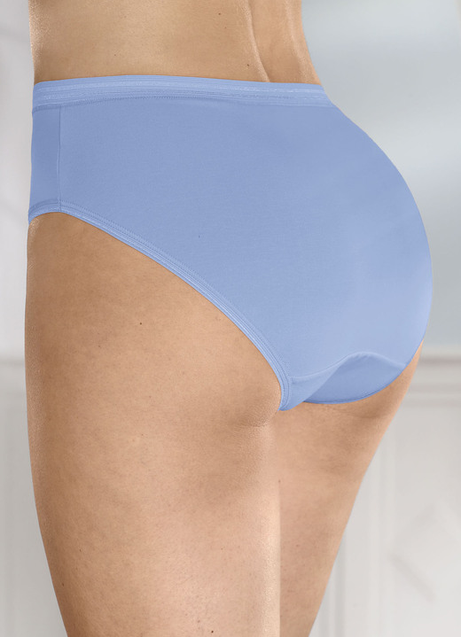 Slips - Fünferpack Slips mit glänzenden Abschlüssen, in Größe 036 bis 052, in Farbe 3X AZURBLAU, 2X WEISS Ansicht 1