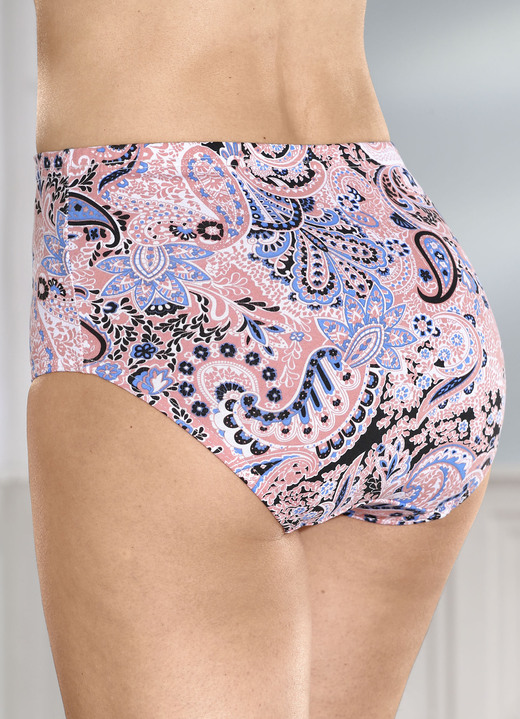 Damenmode - Fünferpack Slips mit Paisley -Dessin, in Größe 038 bis 056, in Farbe APRICOT-WEISS-BUNT Ansicht 1