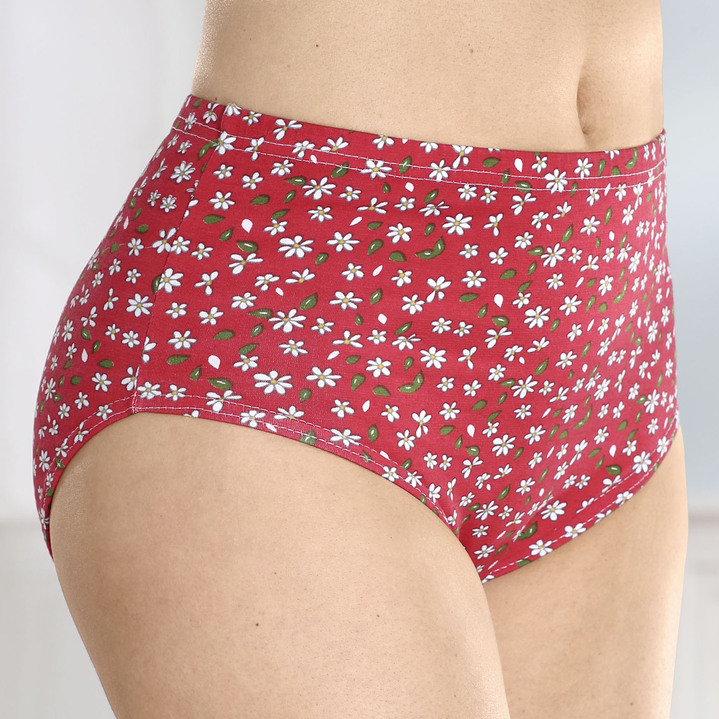 - Viererpack Slips mit Blumenmotiv, in Größe 038 bis 054, in Farbe 2X ROT, 2X ROT-WEISS-GRÜN BEDRUCKT Ansicht 3