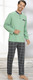 - Schlafanzug mit Knopfleiste und offenen Beinabschlüssen, in Größe 046 bis 062, in Farbe GRÜN-GRAU – Farbe GRÜN-GRAU – Ansicht 1