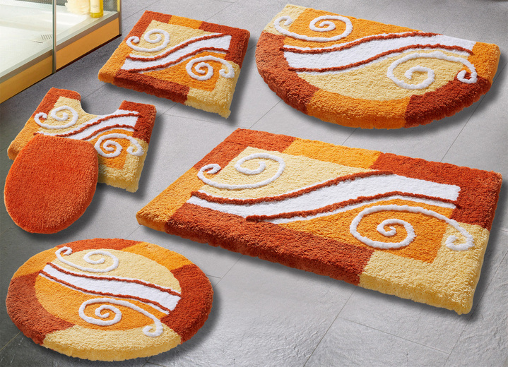 Badgarnituren - Badvorleger mit rutschhemmend beschichteter Rückseite, in Größe 100 (Vorleger halbrund, 50/ 80 cm) bis 112 (WC-Deckelbezug, 47/ 50 cm), in Farbe AQUA Ansicht 2