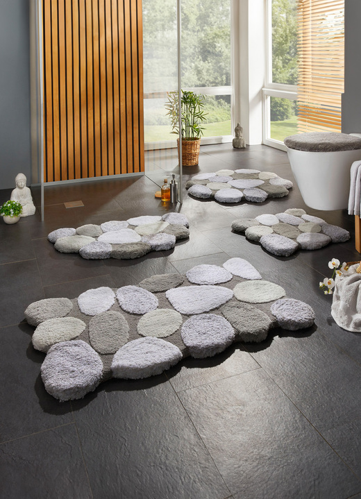 Badgarnituren - Badgarnitur mit rutschhemmender Rückseite Ansicht 4 Badgarnituren - Badgarnitur mit rutschhemmender Rückseite, in Größe 100 (Vorleger halbrund, 50/ 80 cm) bis 112 (WC-Deckelbezug, 47/ 50 cm), in Farbe BEIGE Ansicht 4