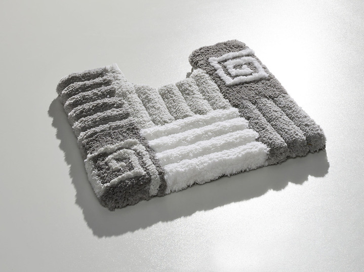 Badgarnituren - Badgarnitur mit rutschhemmener  Rückseite, in Größe 100 (Vorleger halbrund, 50/ 80 cm) bis 112 (WC-Deckelbezug, 47/ 50 cm), in Farbe BEIGE Ansicht 3