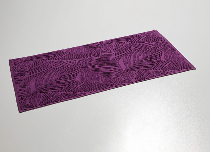 Badgarnituren - Barfußweicher Badteppich mit natürlichem Blätter-Dessin, in Farbe WEISS, in Ausführung Allover gemustert Ansicht 9