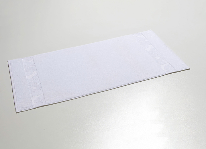 Badgarnituren - Barfußweicher Badteppich mit natürlichem Blätter-Dessin, in Farbe WEISS, in Ausführung Allover gemustert Ansicht 3