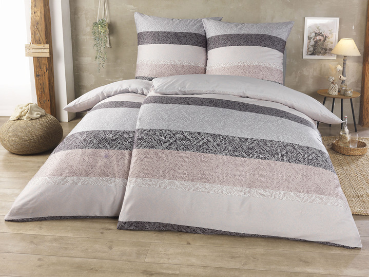 - Wendebettwäsche-Garnitur in harmonischer Farbgebung, in Größe 112 (80/80 cm + 135/200 cm) bis 115 (80/80 cm + 155/220 cm), in Farbe TAUPE