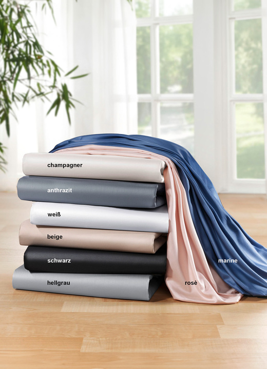 - Mako-Satin-Spannbetttuch aus 100% Baumwolle, in Größe 133 (90/200 cm) bis 138 (180/200 cm), in Farbe WEISS Ansicht 2