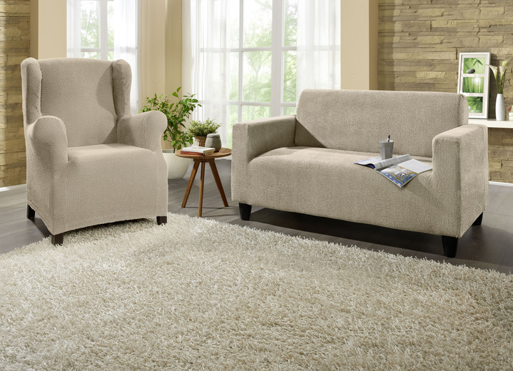 Sessel- & Sofaüberwürfe - Multi-elastische Stretchbezüge Ansicht 12 Sessel- & Sofaüberwürfe - Multi-elastische Stretchbezüge, in Größe 101 (Sesselbezug) bis 113 (Ohrensessel-Bezug), in Farbe BEIGE Ansicht 12