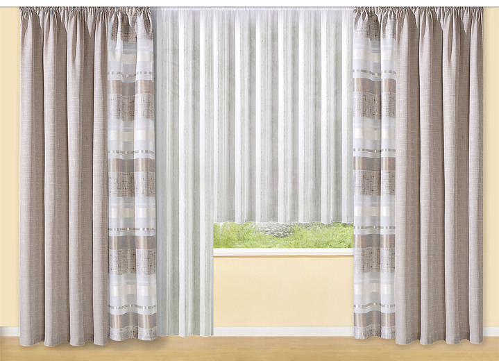 Modern - Übergardinen-Garnitur aus deutscher Fertigung, in Größe 365 (H145xB145 cm) bis 456 (H245xB145 cm), in Farbe NATUR Ansicht 2