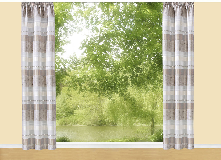 Modern - Übergardinen-Garnitur in Leinen-Optik, in Größe 365 (H145xB140 cm) bis 456 (H245xB140 cm), in Farbe NATUR Ansicht 1