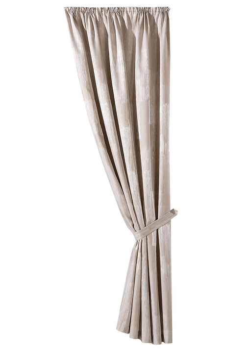 Modern - Blickdichte Übergardinen-Garnitur mit Universalschienenband, in Größe 365 (H145xB145 cm) bis 899 (2er-Pack Raffhalter, 70 cm), in Farbe NATUR Ansicht 4