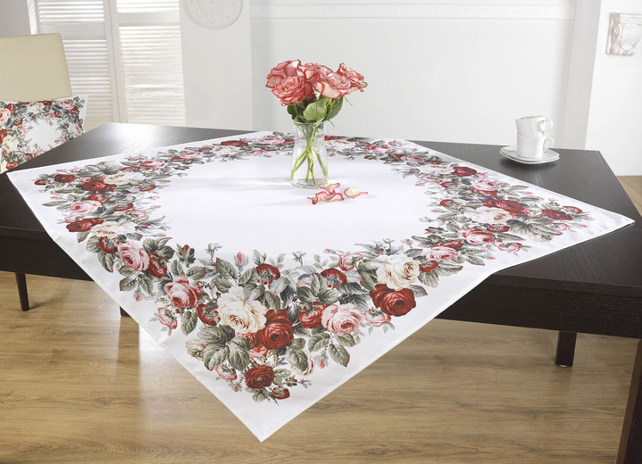 Tischdecken - Aussdrucksstarke Tischdecke mit bezauberndem Rosen-Dessin Ansicht 3 Tischdecken - Aussdrucksstarke Tischdecke mit bezauberndem Rosen-Dessin, in Größe 130 (2 Deckchen, 35/ 50 cm) bis 404 (Kissenbezug, 40/ 40 cm), in Farbe ECRU-BUNT Ansicht 3