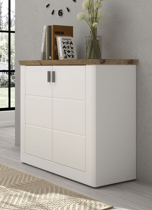 - Kommode im Landhausstil, in Farbe WEISS-EICHE Ansicht 1