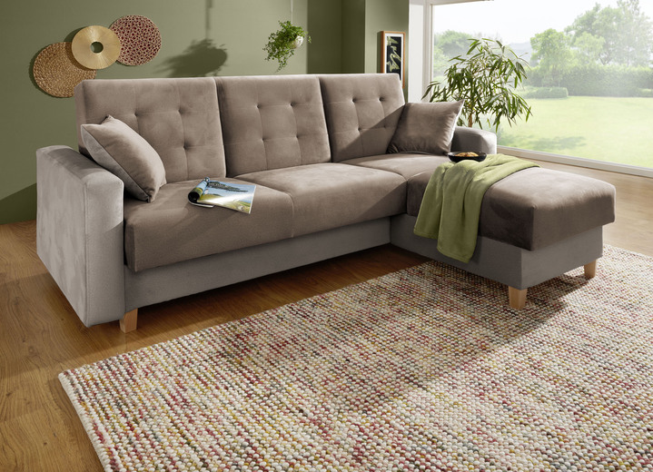- Polsterecke mit Bettfunktion und 2 Dekokissem, in Farbe CREME-BEIGE Ansicht 1