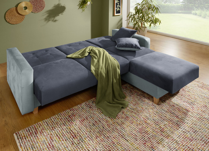 Polsterecken - Gemütliche Polsterecke mit Bettfunktion, in Farbe HELLBL.-DUNKELBL. Ansicht 2