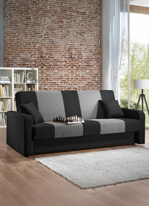 Schlafsofas - Klick-Klack-Sofa mit komfortabler Bonnellfederung, in Farbe ANTHRAZIT-HELLGR. Ansicht 1