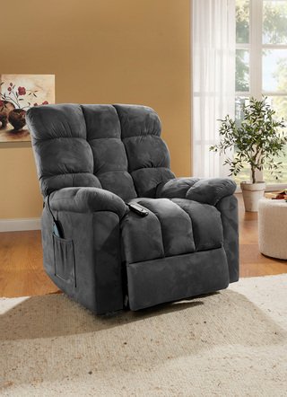 TV-Sessel / Relax-Sessel - Relaxsessel mit Aufstehhilfe, Massage- und Wärmefunktion, in Farbe BRAUN – Farbe DUNKELGRAU – Ansicht 