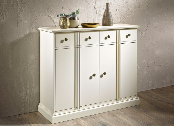 Sideboards - Teilmassive Kommodenserie mit Echtholzfurnier, in Farbe CREME, in Ausführung Schubladenkommode, klein Ansicht 2