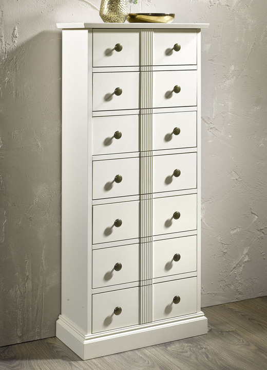 Sideboards - Teilmassive Kommodenserie mit Echtholzfurnier, in Farbe CREME, in Ausführung Schubladenkommode, klein Ansicht 3