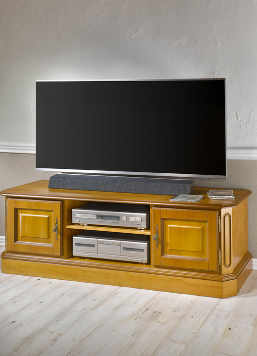 TV- & Hifi-Möbel - Teilmassives TV-Longboard mit Metallgriffen, in Farbe EICHE