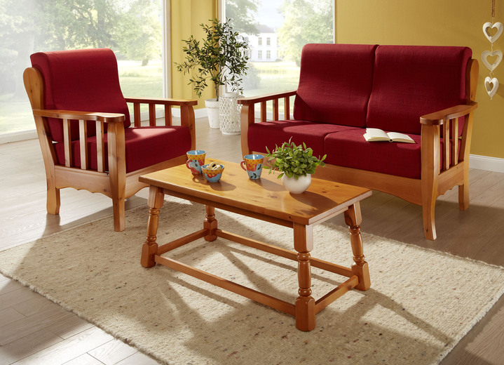 Polstergruppen - Polstermöbel auf massivem Kiefernholz-Gestell, in Farbe WEISS-BUNT, in Ausführung Zweisitzer Ansicht 6