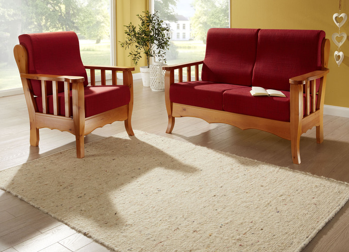 Polstergruppen - Polstermöbel auf massivem Kiefernholz-Gestell, in Farbe WEISS-BUNT, in Ausführung Zweisitzer Ansicht 5