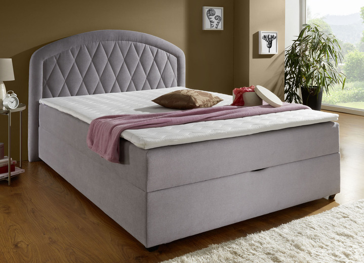 Boxspringbetten - Boxspringbett mit Bettkasten und Topper, in Farbe ROT, in Ausführung Mit Bonnell-Federkern-Matratze Ansicht 5
