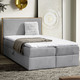 Boxspringbetten - Boxspringbett mit Rahmen aus Wotaneiche, in Farbe CREME – Farbe GRAU – Ansicht 1