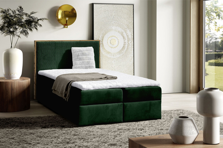 Boxspringbetten - Boxspringbett mit Rahmen aus Wotaneiche, in Farbe CREME Ansicht 7