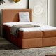 Boxspringbetten - Boxspringbett mit Rahmen aus Wotaneiche, in Farbe CREME – Farbe TERRA – Ansicht 1