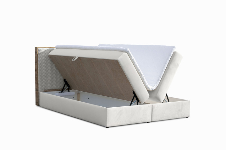 Boxspringbetten - Boxspringbett mit Rahmen aus Wotaneiche, in Farbe CREME Ansicht 2