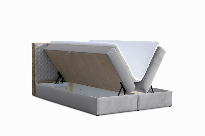 Boxspringbetten - Boxspringbett mit Rahmen aus Wotaneiche, in Farbe CREME Ansicht 6