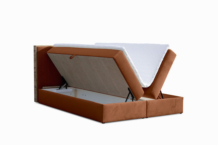 Boxspringbetten - Boxspringbett mit Rahmen aus Wotaneiche, in Farbe CREME Ansicht 4