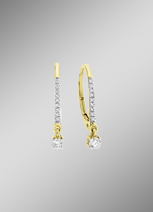 Ohrschmuck - Edle Ohrringe mit 2 Brillanten und 18 Diamanten, in Farbe  Ansicht 1