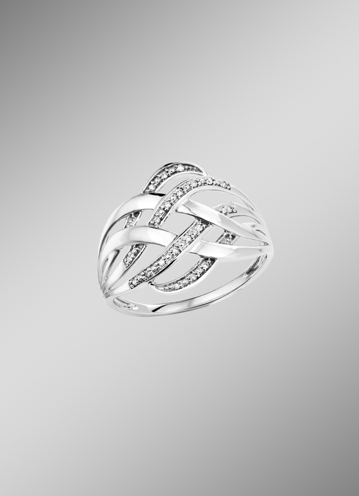 Ringe - Durchbrochener Damenring mit 19 Diamanten, in Größe 160 bis 220, in Farbe  Ansicht 1