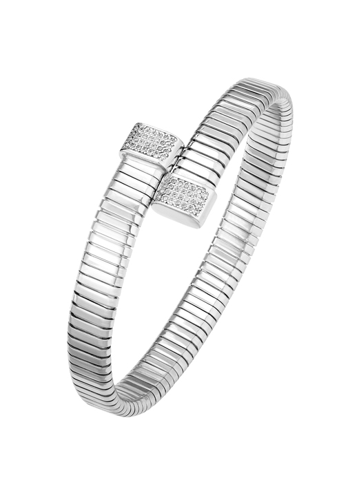 - Flacher Omega-Armreif mit synth. Zirkonia, in Farbe  Ansicht 2