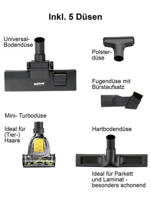 Mit Kabel - Bodenstaubsauger-Set inklusive 5 Düsen, in Farbe ROT Ansicht 4