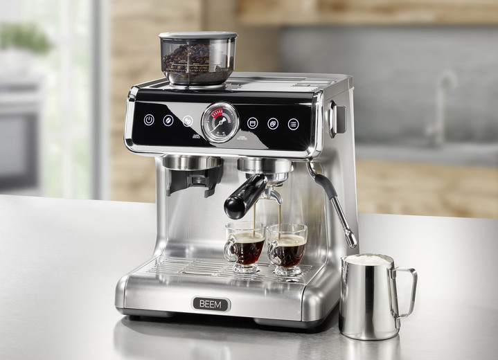 - BEEM Espresso-Maschine mit hochwertigem Mahlwerk, in Farbe EDELSTAHL