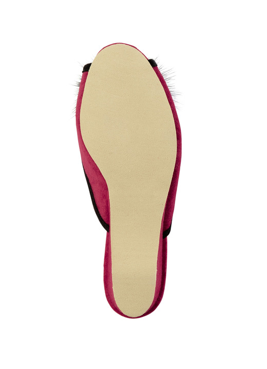 Hausschuhe - ELENA EDEN, schicke Damen-Pantoletten, Weite G, mit Kunstfellpompon, in Größe 036 bis 042, in Farbe ROT Ansicht 3
