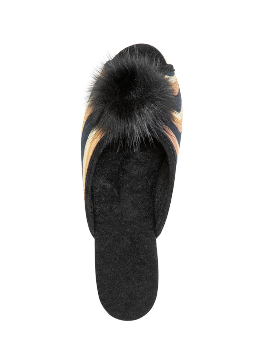 Hausschuhe - ELENA EDEN, schicke Damen-Pantoletten, Weite G, mit Kunstfellpompon, in Größe 036 bis 042, in Farbe ROT Ansicht 6