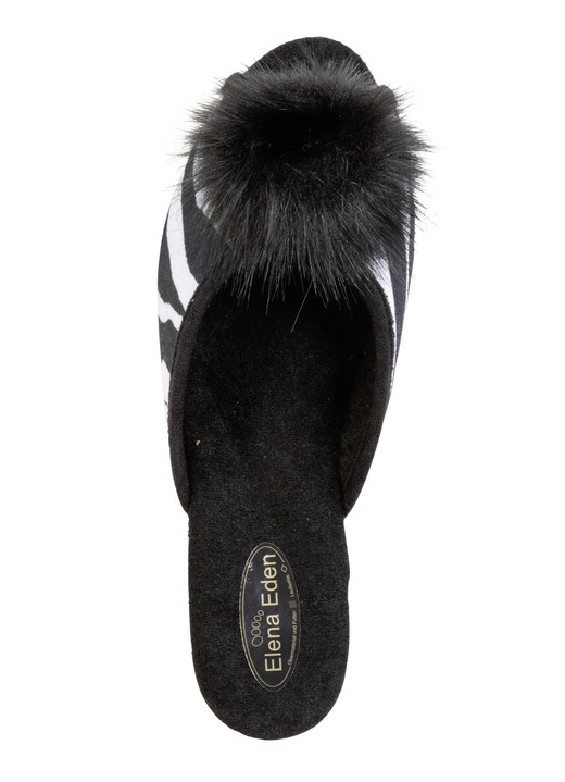 Hausschuhe - ELENA EDEN, schicke Damen-Pantoletten, Weite G, mit Kunstfellpompon, in Größe 036 bis 042, in Farbe ROT Ansicht 9