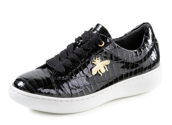 Damenmode - ELENA EDEN Sneaker aus Lackleder mit edlem Metallschmuck, in Größe 036 bis 042, in Farbe SCHWARZ Ansicht 1
